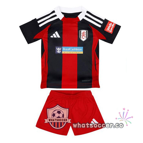 Fulham FC Kids Away Soccer Jerseys Red Black 2024-2025