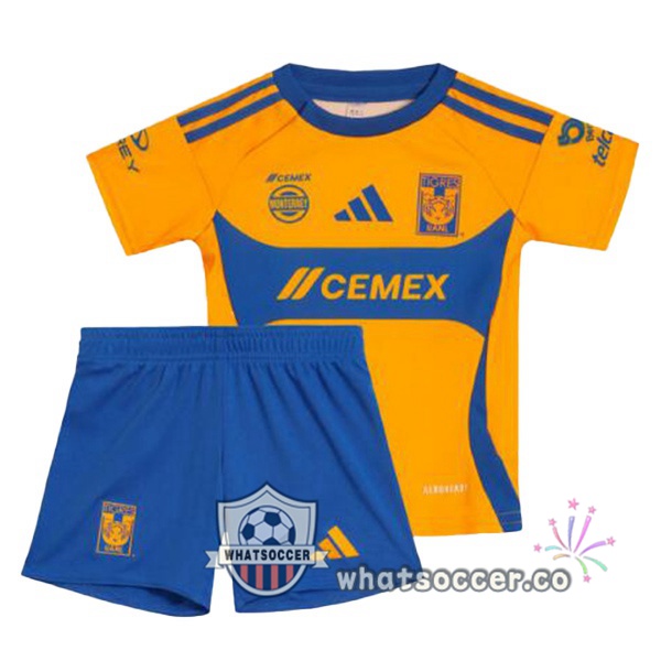 Tigres UANL Kids Home Soccer Jerseys Yellow 2024-2025