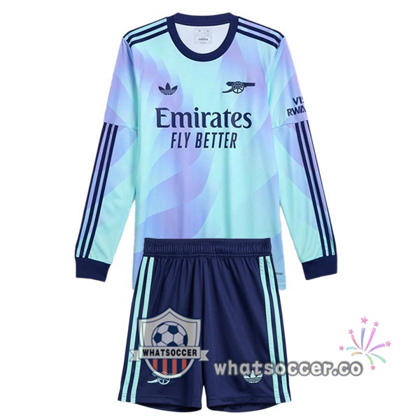 Arsenal Kids Third Soccer Jerseys Long Sleeve Blue 2024-2025