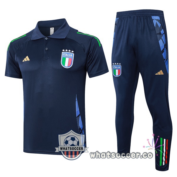 Training Polo Italy + Pants Blue Royal 2024-2025