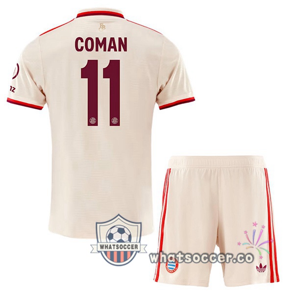 Bayern Munich (Coman 11) Kids Third Soccer Jerseys Yellow 2024-2025
