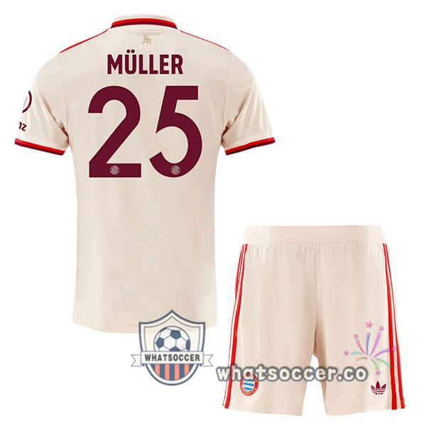 Bayern Munich (Müller 25) Kids Third Soccer Jerseys Yellow 2024-2025