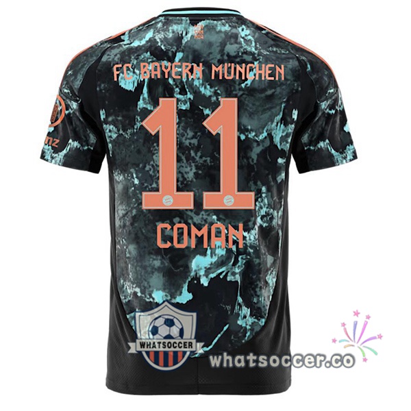 Bayern Munich (Coman 11) Away Soccer Jerseys Black 2024-2025