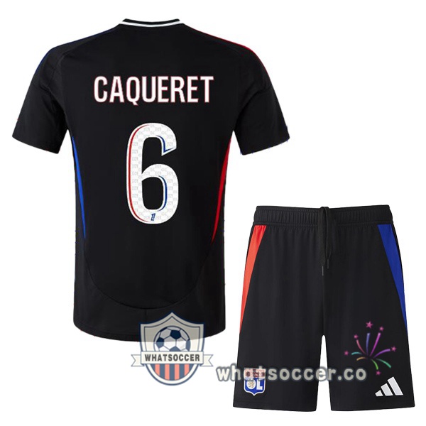 Olympique Lyonnais (CAQUERET 6) Kids Away Soccer Jerseys Black 2024-2025