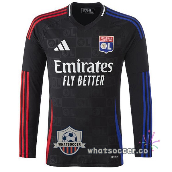 Olympique Lyonnais Away Soccer Jerseys Long Sleeve Black 2024-2025