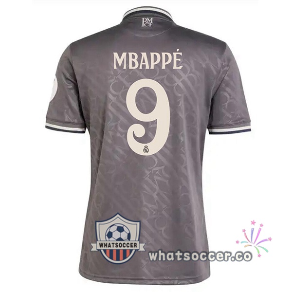 Real Madrid (Mbappé 9) Third Soccer Jerseys Gray 2024-2025