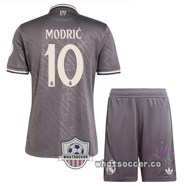 Real Madrid (Modrić 10) Kids Third Soccer Jerseys Gray 2024-2025