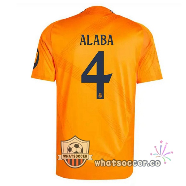 Real Madrid (Alaba 4) Away Soccer Jerseys Orange 2024-2025
