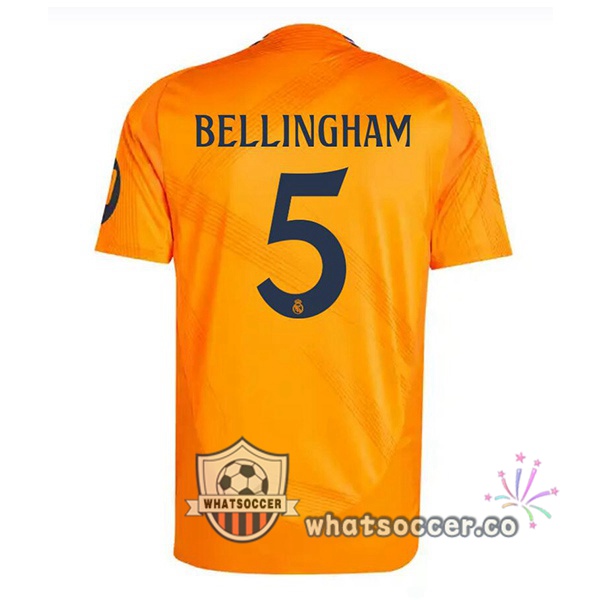 Real Madrid (Bellingham 5) Away Soccer Jerseys Orange 2024-2025