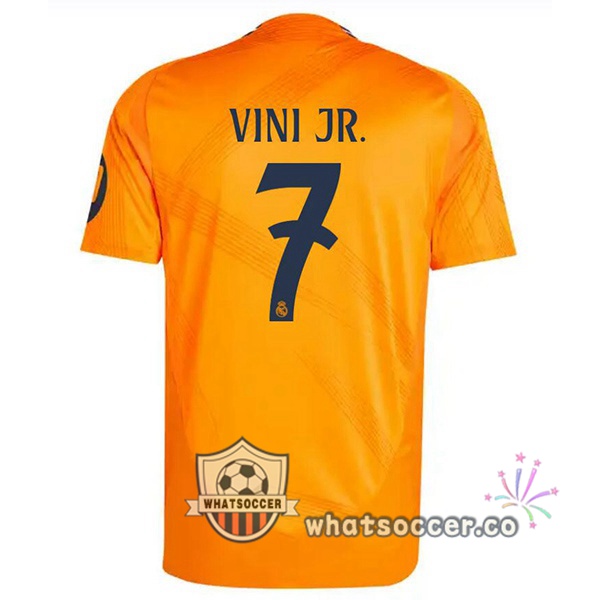 Real Madrid (Vini Jr. 7) Away Soccer Jerseys Orange 2024-2025