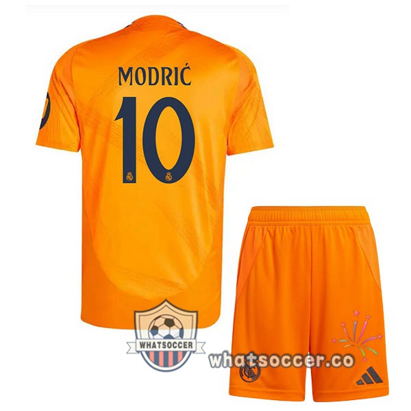 Real Madrid (Modrić 10) Kids Away Soccer Jerseys Orange 2024-2025