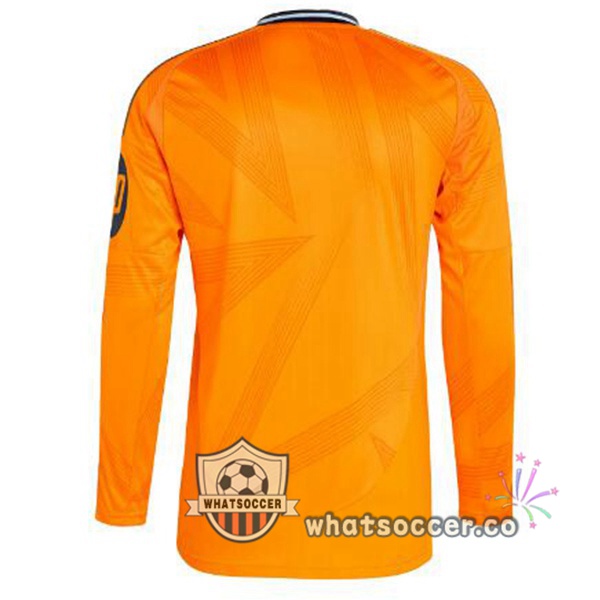 Real Madrid Away Soccer Jerseys Long Sleeve Orange 2024-2025
