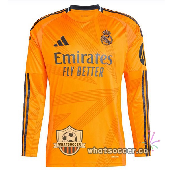 Real Madrid Away Soccer Jerseys Long Sleeve Orange 2024-2025