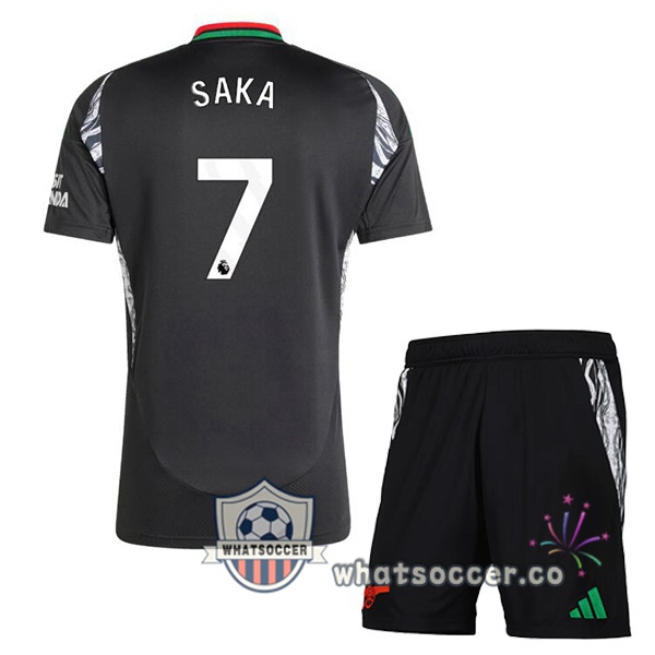 Arsenal (SAKA 7) Kids Away Soccer Jerseys Black 2024-2025
