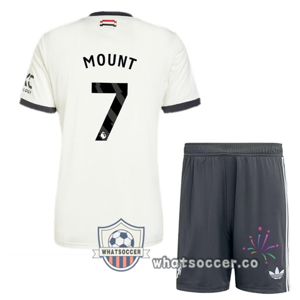 Manchester United (Mount 7) Kids Third Soccer Jerseys White 2024-2025