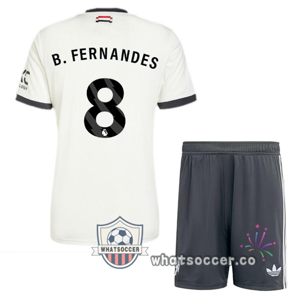 Manchester United (B.Fernandes 8) Kids Third Soccer Jerseys White 2024-2025