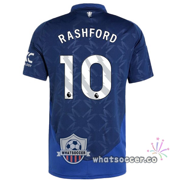 Manchester United (Rashford 10) Away Soccer Jerseys Blue 2024-2025