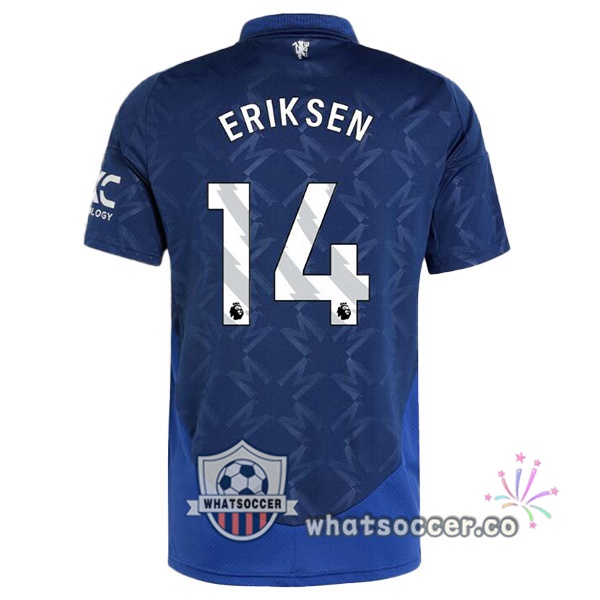 Manchester United (Eriksen 14) Away Soccer Jerseys Blue 2024-2025