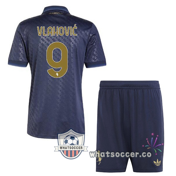 Juventus (VLAHOVIĆ 9) Kids Third Soccer Jerseys Blue Royal 2024-2025