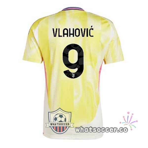 Juventus (VLAHOVIĆ 9) Away Soccer Jerseys Yellow 2024-2025