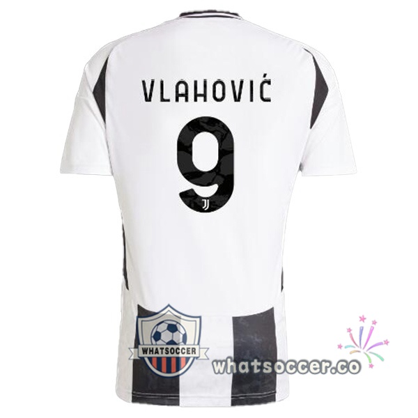 Juventus (VLAHOVIĆ 9) Home Soccer Jerseys Black White 2024-2025