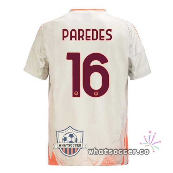 AS Roma (PAREDES 16) Away Soccer Jerseys White 2024-2025