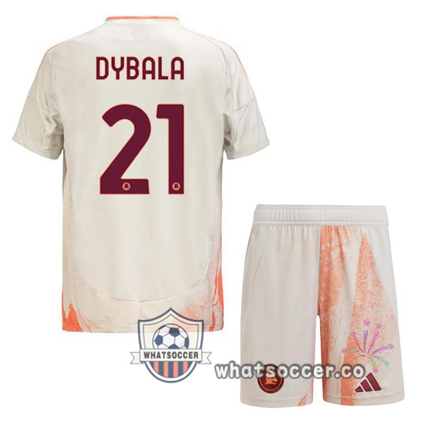 AS Roma (DYBALA 21) Kids Away Soccer Jerseys White 2024-2025