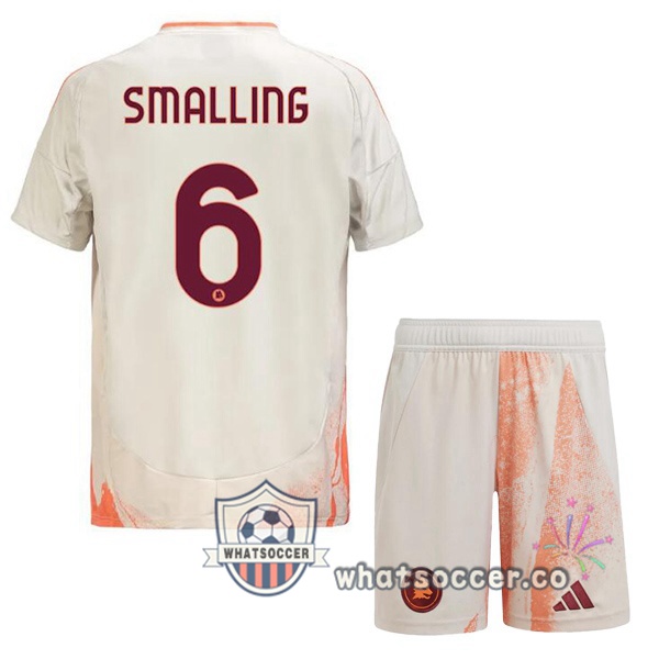 AS Roma (SMALLING 6) Kids Away Soccer Jerseys White 2024-2025