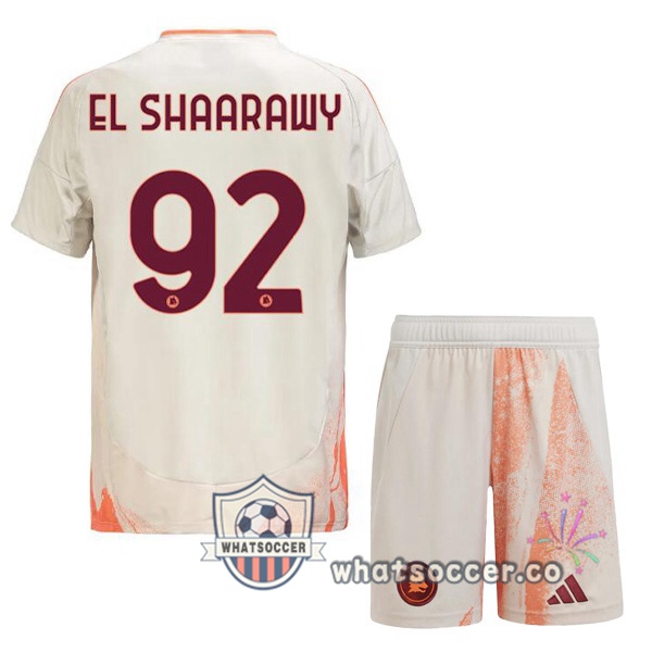 AS Roma (EL SHAARAWY 92) Kids Away Soccer Jerseys White 2024-2025