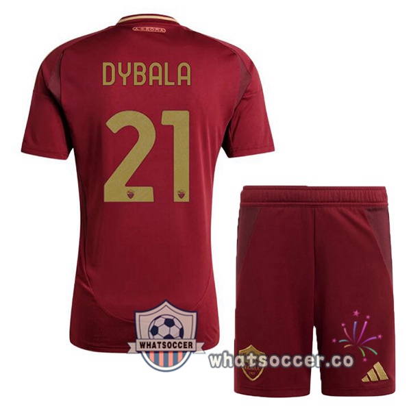 AS Roma (DYBALA 21) Kids Home Soccer Jerseys Red 2024-2025