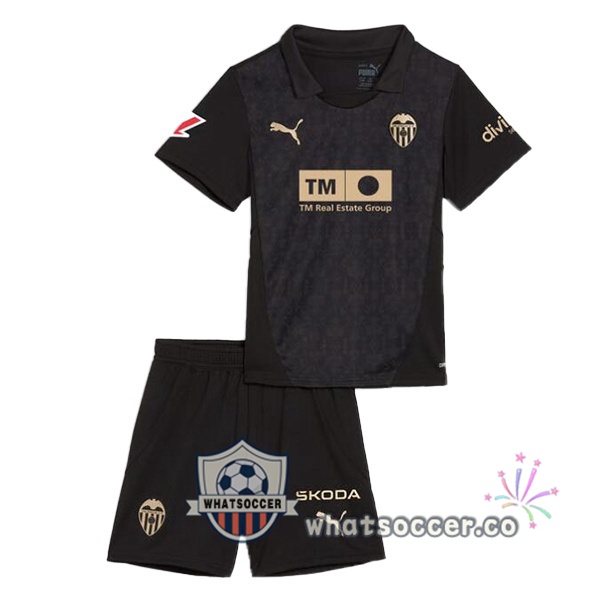Valencia CF Kids Away Soccer Jerseys Black 2024-2025