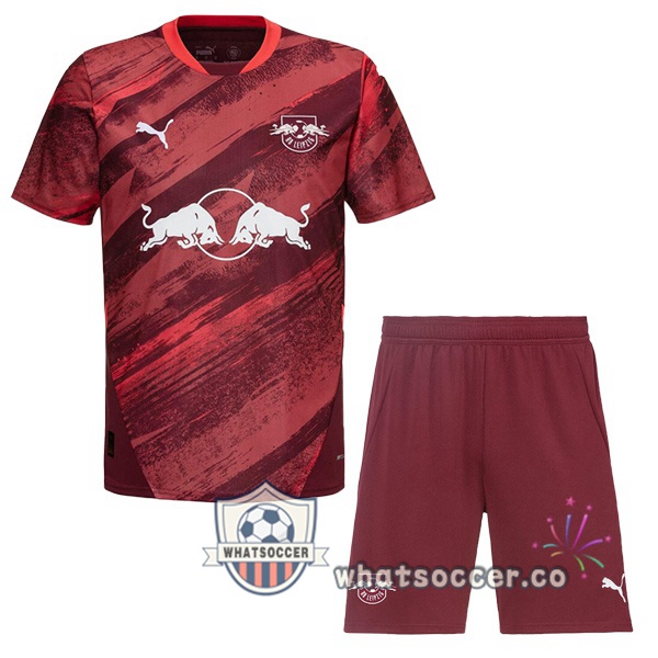 RB Leipzig Kids Away Soccer Jerseys Red 2024-2025