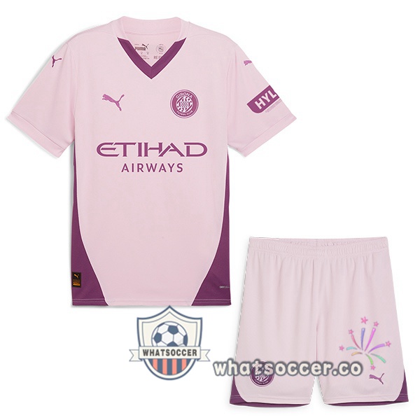 Girona Kids Third Soccer Jerseys Rose 2024-2025