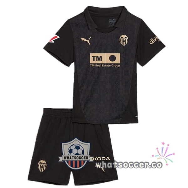 Valencia CF Kids Away Soccer Jerseys Black 2024-2025