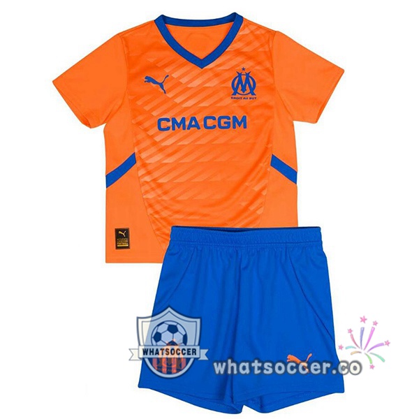 Olympique de Marseille Kids Third Soccer Jerseys Orange 2024-2025