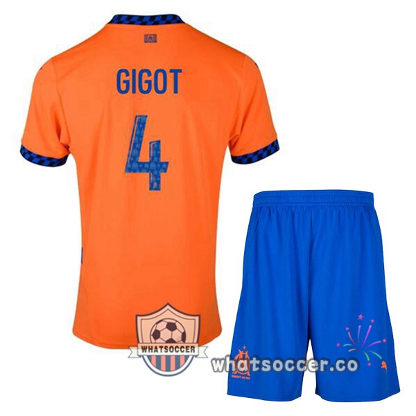 Olympique de Marseille (GIGOT 4) Kids Third Soccer Jerseys Orange 2024-2025