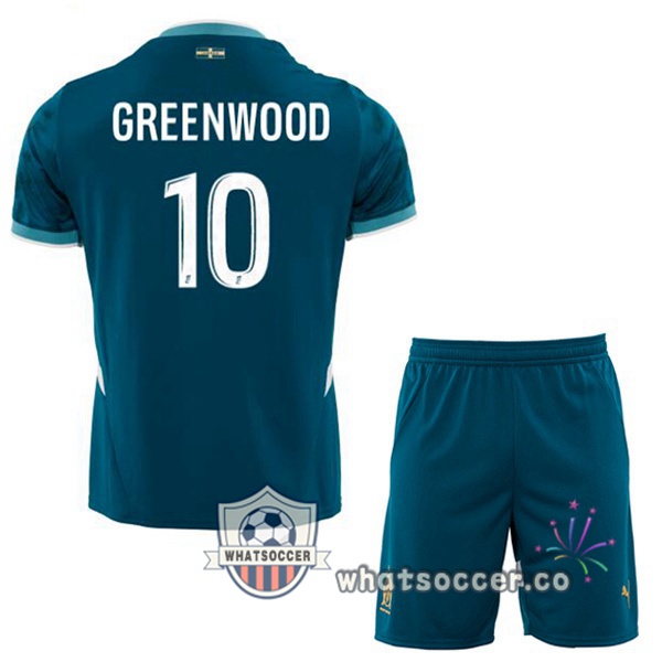 Olympique de Marseille (GREENWOOD 10) Kids Away Soccer Jerseys Blue 2024-2025
