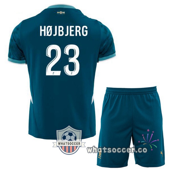 Olympique de Marseille (HØJBJERG 23) Kids Away Soccer Jerseys Blue 2024-2025