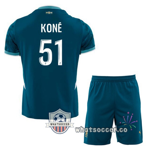 Olympique de Marseille (KONÉ 51) Kids Away Soccer Jerseys Blue 2024-2025