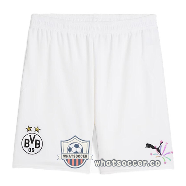 Dortmund BVB Away Soccer Shorts White 2024-2025