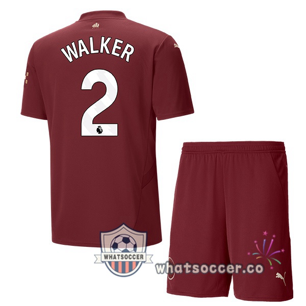 Manchester City (Kyle Walker 2) Kids Third Soccer Jerseys Marron 2024-2025