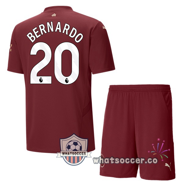 Manchester City (Bernardo Silva 20) Kids Third Soccer Jerseys Marron 2024-2025