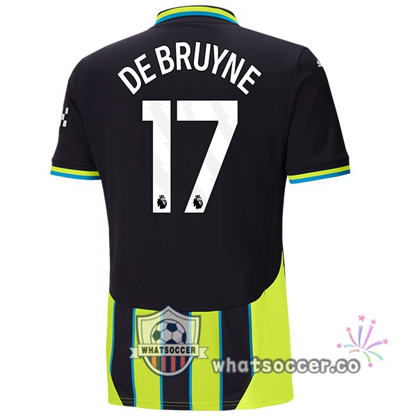 Manchester City (Kevin De Bruyne 17) Away Soccer Jerseys Green Black 2024-2025