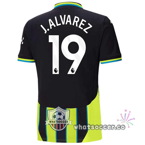 Manchester City (Julián Álvarez 19) Away Soccer Jerseys Green Black 2024-2025