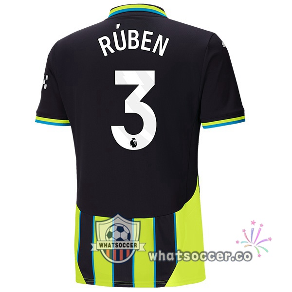 Manchester City (Ruben Dias 3) Away Soccer Jerseys Green Black 2024-2025