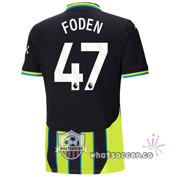 Manchester City (Phil Foden 47) Away Soccer Jerseys Green Black 2024-2025
