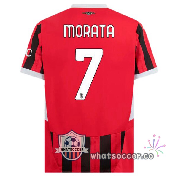 AC Milan (Morata 7) Home Soccer Jerseys Red Black 2024-2025