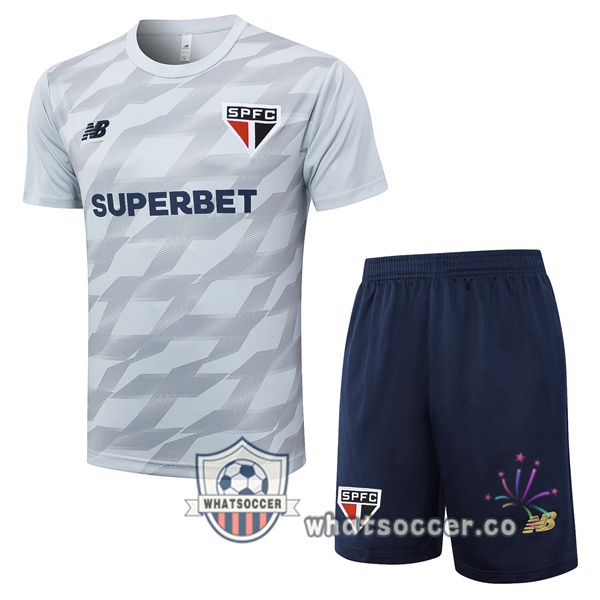 Sao Paulo FC Training T-Shirts + Shorts Gray 2024-2025