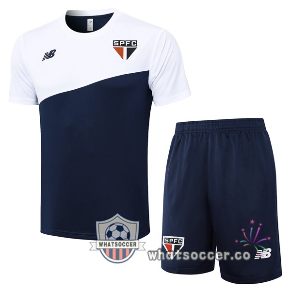 Sao Paulo FC Training T-Shirts + Shorts White Blue Royal 2024-2025