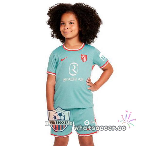 Atletico Madrid Kids Away Soccer Jerseys Green 2024-2025